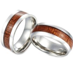 COI Tungsten Carbide Pipe Cut Ring With Wood-5769