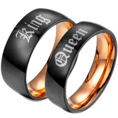 *COI Tungsten Carbide Black Rose King Queen Ring-TG679B