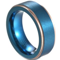 **COI Tungsten Carbide Blue Gold Tone Step Edges Ring-6835