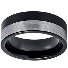 **COI Tungsten Carbide Black Silver Dome Court Ring-7309