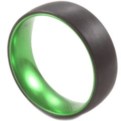 **COI Tungsten Carbide Black Green Dome Court Ring-7649BB