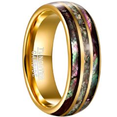 **COI Gold Tone Tungsten Carbide Abalone Shell Dome Court Ring-7781DD