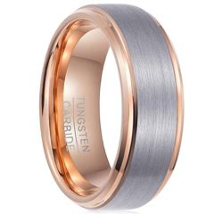 **COI Tungsten Carbide Rose Silver Step Edges Ring-7826DD