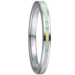 **COI Tungsten Carbide 3mm Abalone Shell Pipe Cut Flat Ring-8094BB
