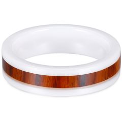 **COI White Ceramic Pipe Cut Flat Ring With Wood-8692BB