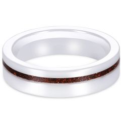 **COI White Ceramic Pipe Cut Flat Ring With Meteorite-8693BB
