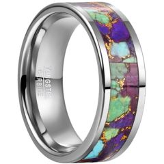 **COI Tungsten Carbide Pipe Cut Flat Ring With Abalone Shell-8763BB