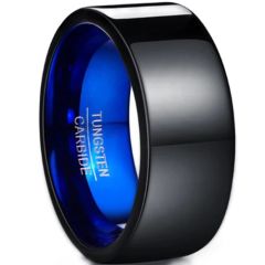 **COI Tungsten Carbide Black Blue Pipe Cut Flat Ring-8870DD