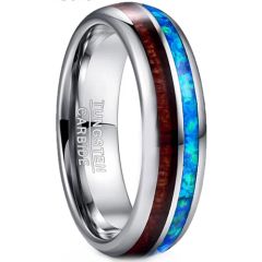 **COI Tungsten Carbide Crushed Opal & Wood Dome Court Ring-8871DD