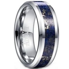 **COI Tungsten Carbide Lapis Lazuli Beveled Edges Ring-8874DD