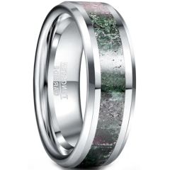**COI Tungsten Carbide Anel Masculino Green Beveled Edges Ring-8877DD
