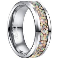 **COI Tungsten Carbide Crushed Opal Beveled Edges Ring-8883DD