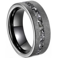 **COI Tungsten Carbide Sandblasted Ring With Meteorite-8926DD