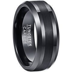 **COI Black Tungsten Carbide Shiny & Matt Beveled Edges Ring-9307DD