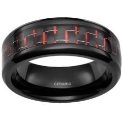 **COI Black Ceramic Beveled Edges Ring With Carbon Fiber-9326