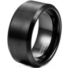 **COI Black Tungsten Carbide 10mm Beveled Edges Ring-9344