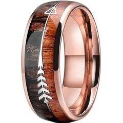**COI Rose Tungsten Carbide Wood Dome Court Ring With Arrows-9405DD