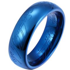 **COI Blue Tungsten Carbide Lord The Ring Dome Court Ring-9743DD