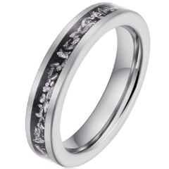 **COI Tungsten Carbide 4mm Meteorite Pipe Cut Flat Ring-9747ADD
