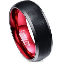 COI Tungsten Carbide Black Red Beveled Edges Ring-TG1127BB