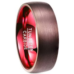 COI Tungsten Carbide Espresso Red Dome Court Ring-TG2918BB