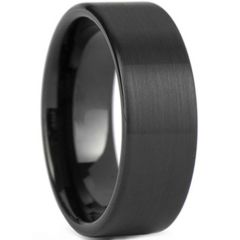 *COI Black Tungsten Carbide Polished Shiny Pipe Cut Flat Ring - TG124