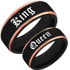 *COI Tungsten Carbide Black Rose King Queen Ring-TG1625