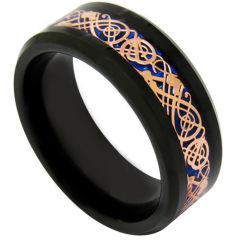 COI Black Rose Tungsten Carbide Dragon Beveled Edges Ring-TG1896