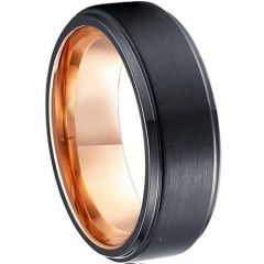 COI Tungsten Carbide Black Rose Step Edges Ring-TG1978AA