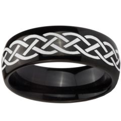 COI Black Tungsten Carbide Celtic Dome Court Ring - TG2374B