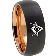 *COI Tungsten Carbide Black Rose Masonic Dome Ring - TG2435CC