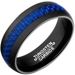 COI Black Tungsten Carbide Ring With Blue Carbon Fiber-TG2615