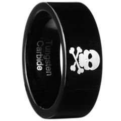 COI Black Tungsten Carbide Skull Dome Court Ring - TG2888B