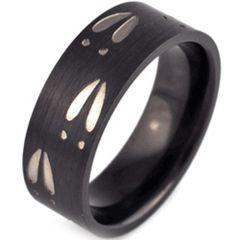 COI Black Tungsten Carbide Deer Track Dome Court Ring-TG2921