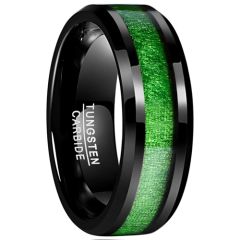 COI Black Tungsten Carbide Maple Wood Beveled Edges Ring-TG3204