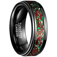 COI Black Red Tungsten Carbide Dragon Step Edges Ring-TG3241