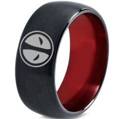 *COI Tungsten Carbide Black Red Dead Pool Dome Court Ring-TG3434CC