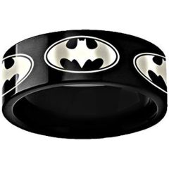 *COI Black Tungsten Carbide Bat Man Dome Court Ring - TG3494