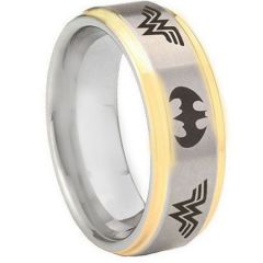 *COI Tungsten Carbide Bat Man & Wonder Women Ring - TG4359