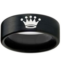 COI Black Tungsten Carbide King Crown Dome Court Ring-TG3579