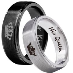 *COI Tungsten Carbide King Queen Crown Step Edges Ring-TG3984CC