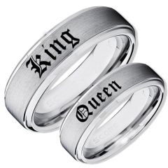 COI Tungsten Carbide King Queen Step Edges Ring-TG4045AAA