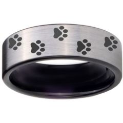 COI Tungsten Carbide Paws Print Pipe Cut Flat Ring-TG4058CC