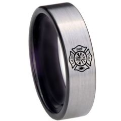 COI Tungsten Carbide Firefighter Dome Court Ring-TG4289CC