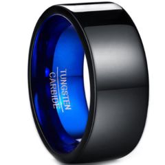 COI Tungsten Carbide Black Blue Pipe Cut Flat Ring-TG4426