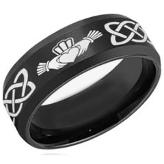 *COI Black Tungsten Carbide Mo Anam Cara Celtic Ring - TG4452C