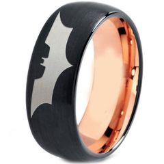 *COI Tungsten Carbide Black Rose Bat Man Dome Court Ring-TG4477