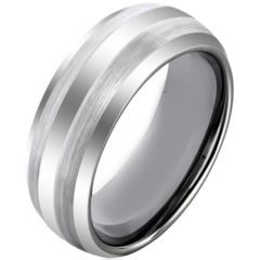 COI Tungsten Carbide Double Line Dome Court Ring-TG4600AA