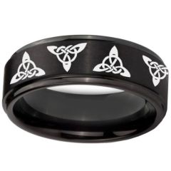 COI Black Tungsten Carbide Triquetra Trinity Knot Ring-TG4725