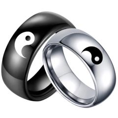 *COI Tungsten Carbide Yin Yang Symbol Dome Court Ring-TG5052